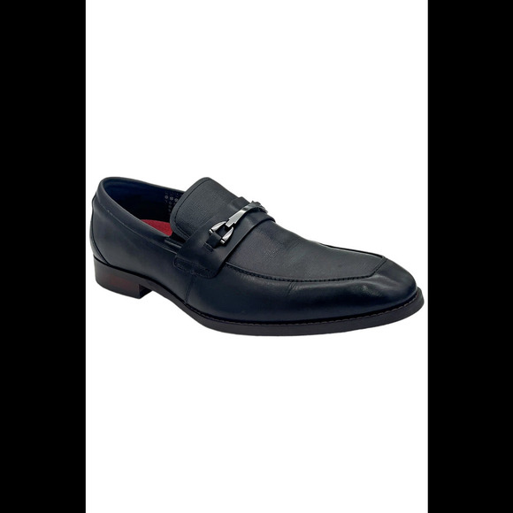 Stacy Adams Men's Kaylor Moc Toe Bit Slip on Loafers Black Leather - Wide - Picture 1 of 3